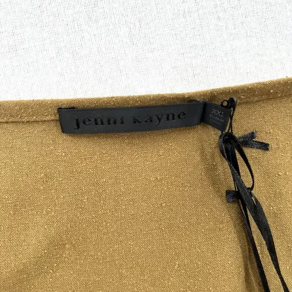 JENNI KAYNE Riviera Slip Dress Womens XXL Safari Green Raw Silk V-neck Maxi NEW - Picture 9 of 16